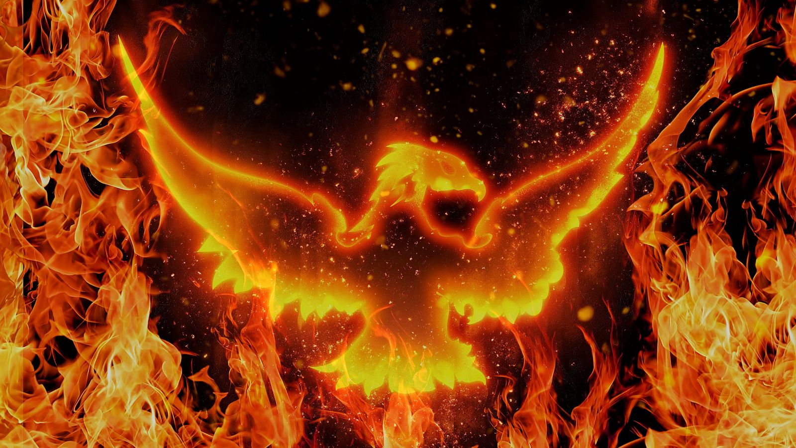 Fire in the shape of a Phoenix